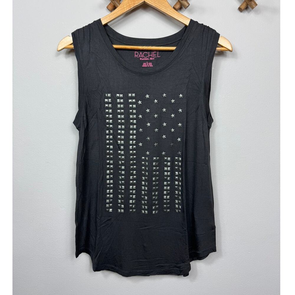 Rachel Roy Studded Muscle Tee Dark Gray Women's Size S